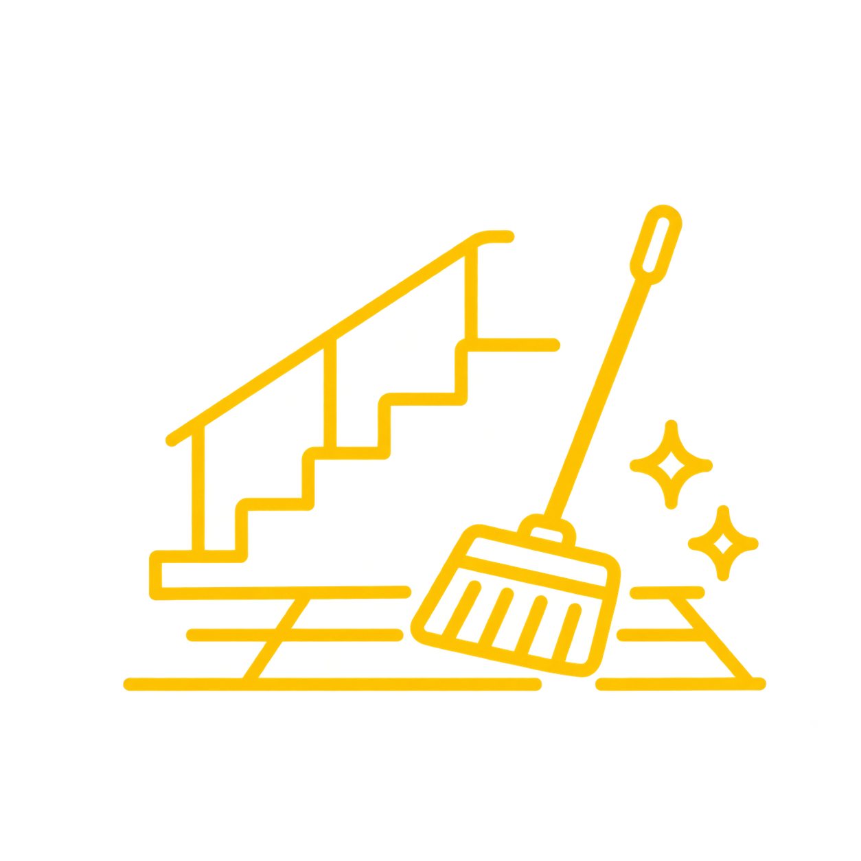 Kehren und feuchtes Wischen der Treppen und Bodenflächen